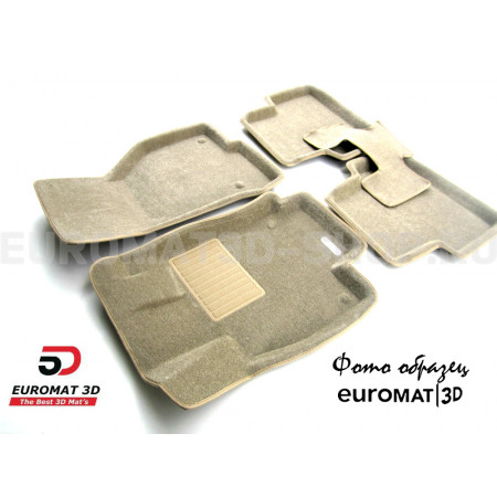 Текстильные 3D коврики Euromat3D Business в салон для Cadillac CTS (2007-2014) (4WD) № EMC3D-001305T Бежевые